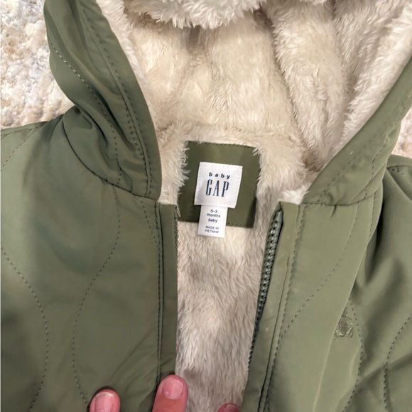 GAP Olive Quilted Baby Snowsuit - Picture 2 of 4